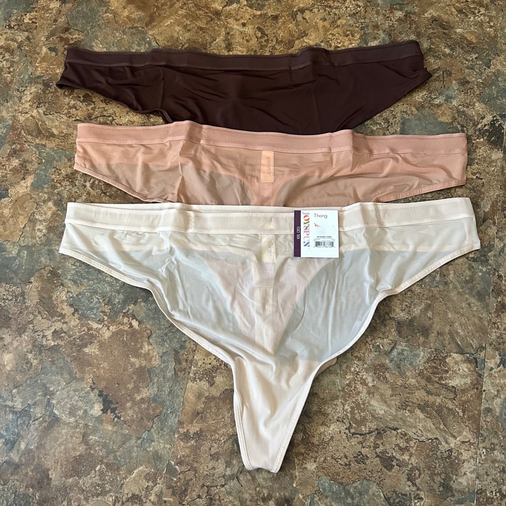 Joyspun Thong Panties Womens Size XXL (20) Brown Panty Underwear 3 Pair Thongs